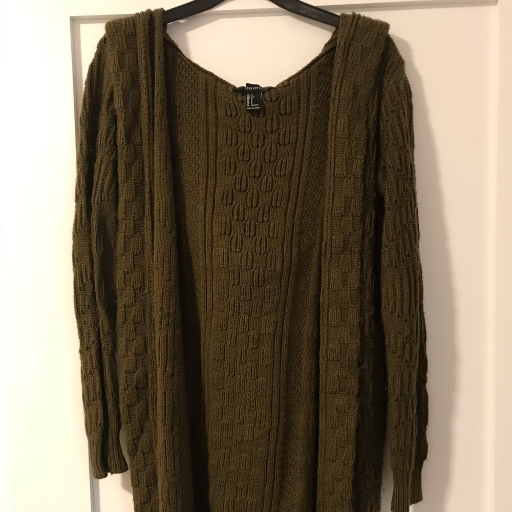 Dark green long forever 21 sweater